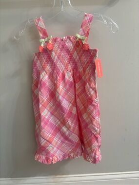 Gymboree Pink Plaid Sundress with Floral Accents